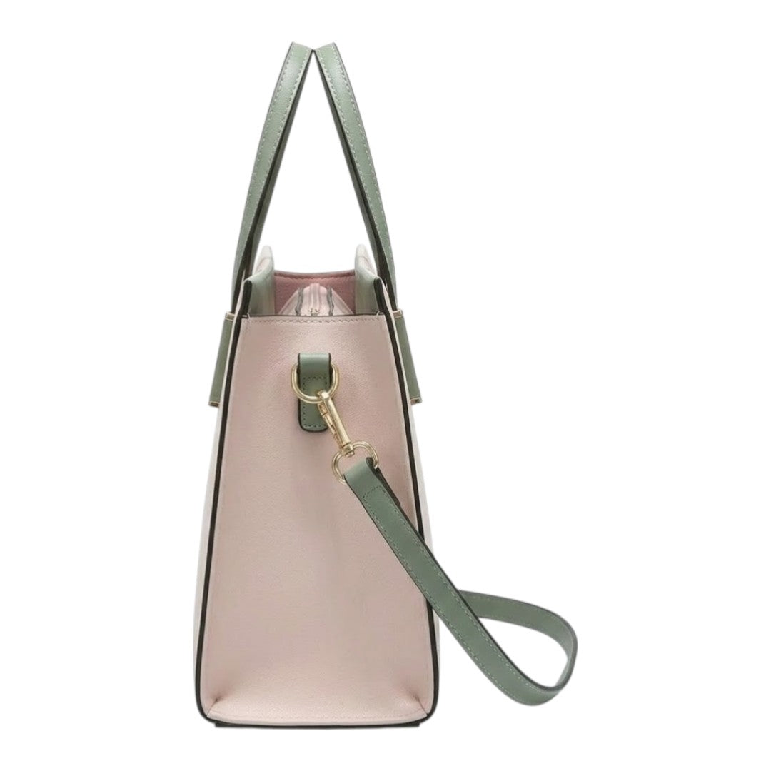 Dinix Women’s Pink & Green Color Block Tote Handbag