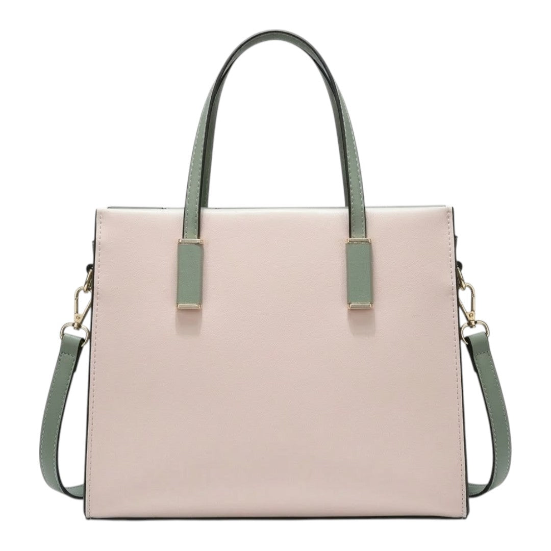 Dinix Women’s Pink & Green Color Block Tote Handbag
