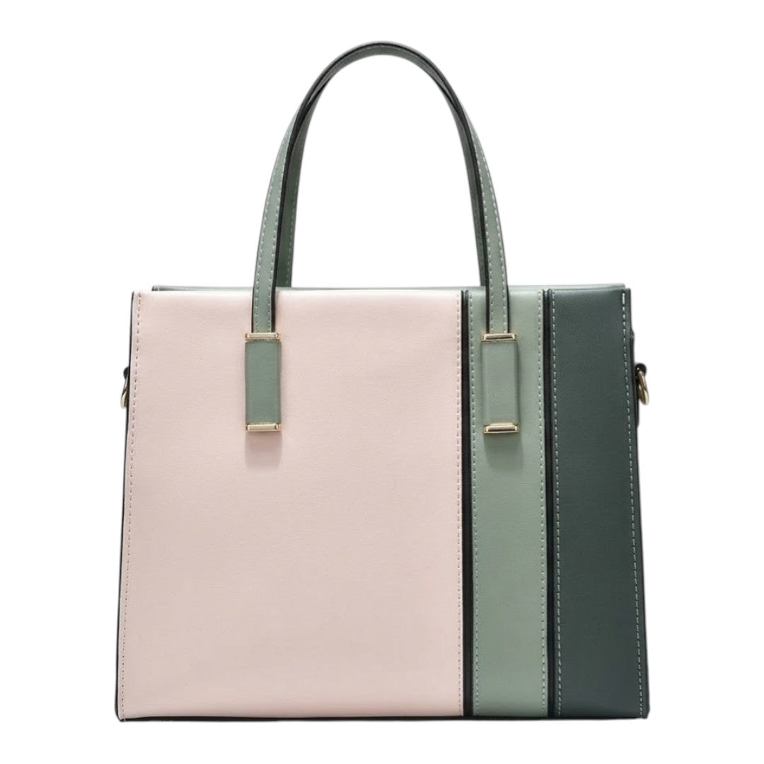 Dinix Women’s Pink & Green Color Block Tote Handbag
